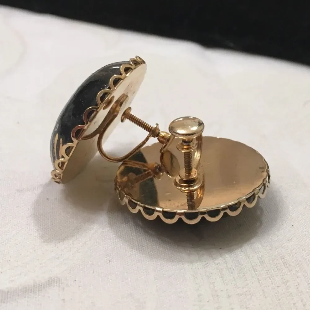 Vintage Enamel Butterfly Button Earrings - Picture 2 of 5